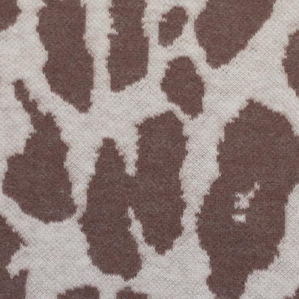 Jacquard-Jersey Ottoman Emily mit braunem Leo auf Naturweiß